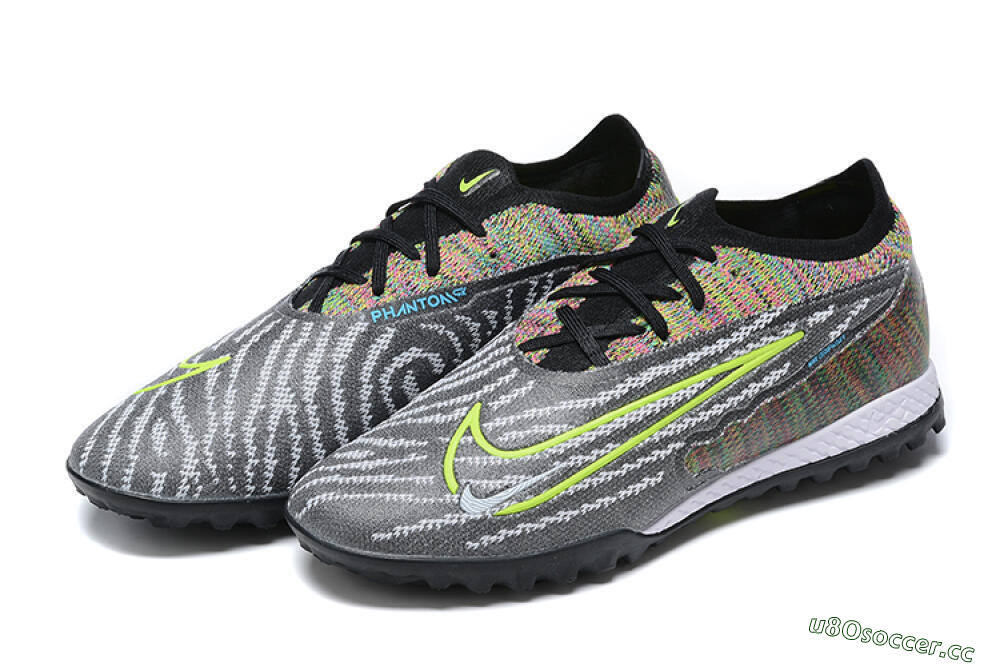Men's Nike Phantom GX Elite TF Artificial Turf Low-Tops Football Shoes - Black/Yellow/Rainbow 9