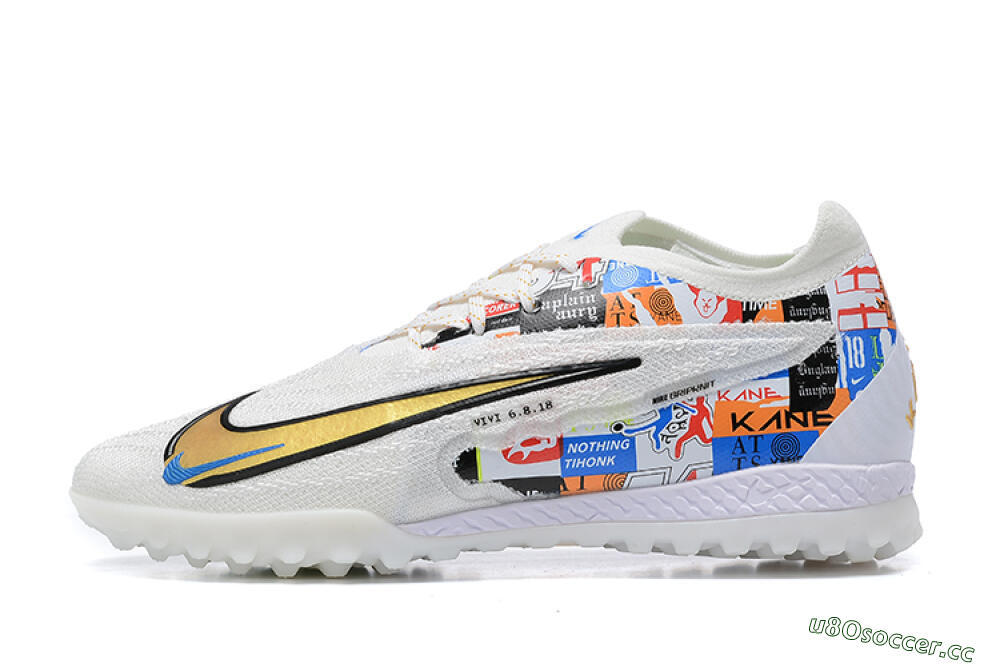 Men's Harry Kane x Nike Phantom GX Elite TF Artificial Turf Low-Tops Football Shoes - White/Gold/Black 0