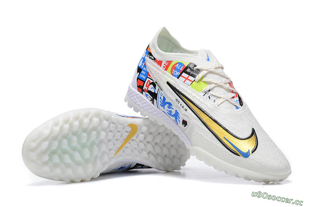Men's Harry Kane x Nike Phantom GX Elite TF Artificial Turf Low-Tops Football Shoes - White/Gold/Black 4