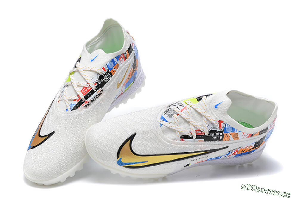 Men's Harry Kane x Nike Phantom GX Elite TF Artificial Turf Low-Tops Football Shoes - White/Gold/Black 5