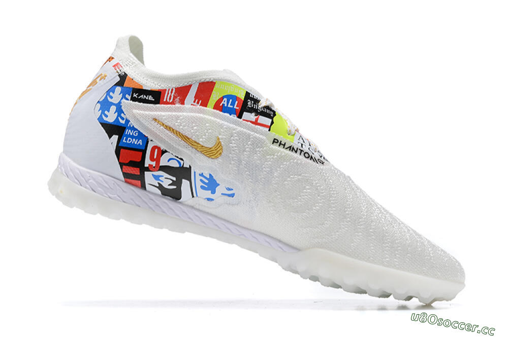 Men's Harry Kane x Nike Phantom GX Elite TF Artificial Turf Low-Tops Football Shoes - White/Gold/Black 6