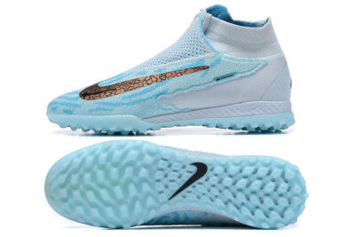 Men's Nike Phantom GX Elite DF Link TF Artificial Turf High-Tops Football Shoes - Grey/Blue/Black