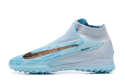 Men's Nike Phantom GX Elite DF Link TF Artificial Turf High-Tops Football Shoes - Grey/Blue/Black