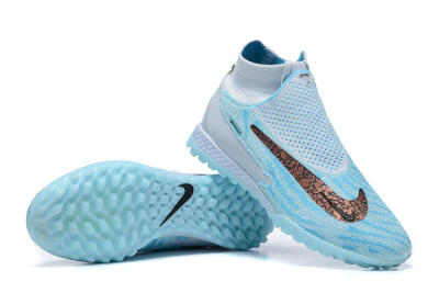 Men's Nike Phantom GX Elite DF Link TF Artificial Turf High-Tops Football Shoes - Grey/Blue/Black