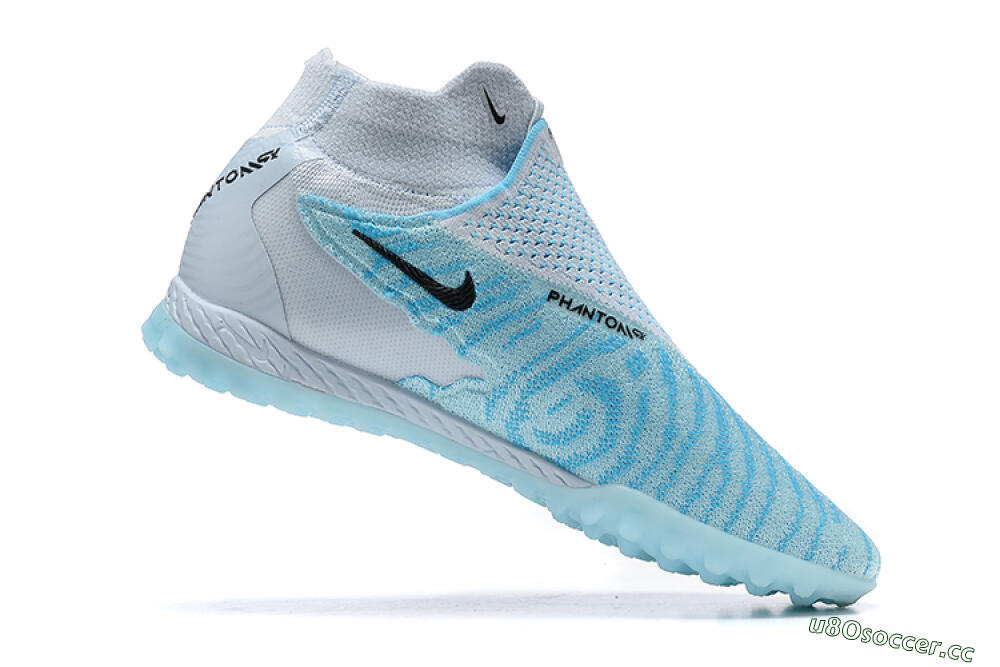 Men's Nike Phantom GX Elite DF Link TF Artificial Turf High-Tops Football Shoes - Grey/Blue/Black 6