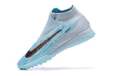 Men's Nike Phantom GX Elite DF Link TF Artificial Turf High-Tops Football Shoes - Grey/Blue/Black