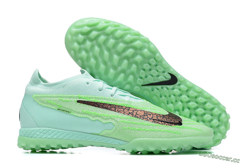 Men's Nike Phantom GX Elite TF Artificial Turf Low-Tops Football Shoes - Green/Black 2