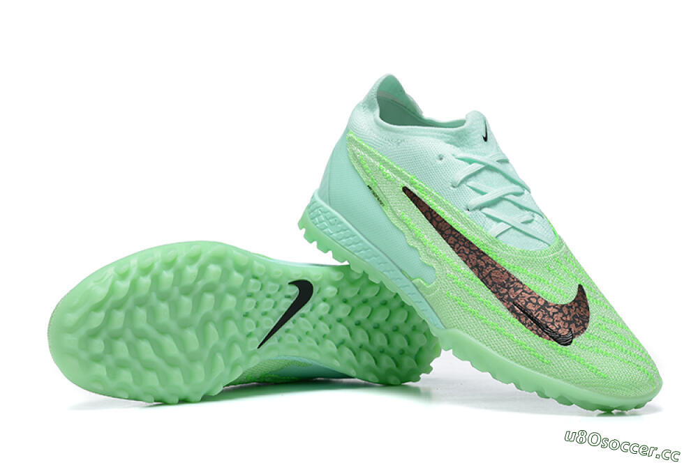 Men's Nike Phantom GX Elite TF Artificial Turf Low-Tops Football Shoes - Green/Black 4