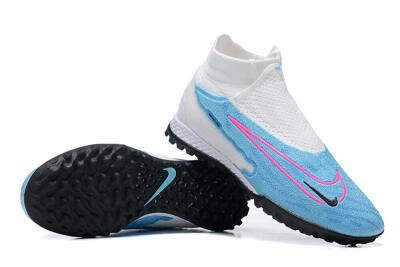 Men's Nike Phantom GX Elite DF Link TF Artificial Turf High-Tops Football Shoes - White/Blue/Pink
