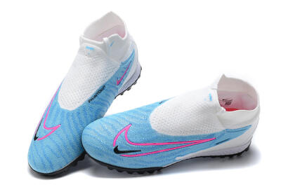 Men's Nike Phantom GX Elite DF Link TF Artificial Turf High-Tops Football Shoes - White/Blue/Pink
