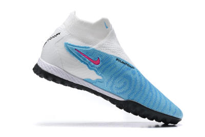 Men's Nike Phantom GX Elite DF Link TF Artificial Turf High-Tops Football Shoes - White/Blue/Pink