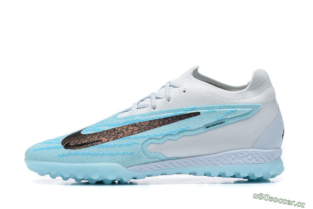 Men's Nike Phantom GX Elite TF Artificial Turf Low-Tops Football Shoes - White/Blue/Black 0