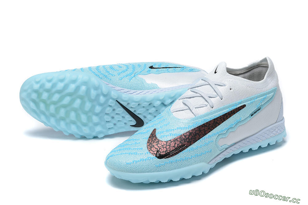Men's Nike Phantom GX Elite TF Artificial Turf Low-Tops Football Shoes - White/Blue/Black 3