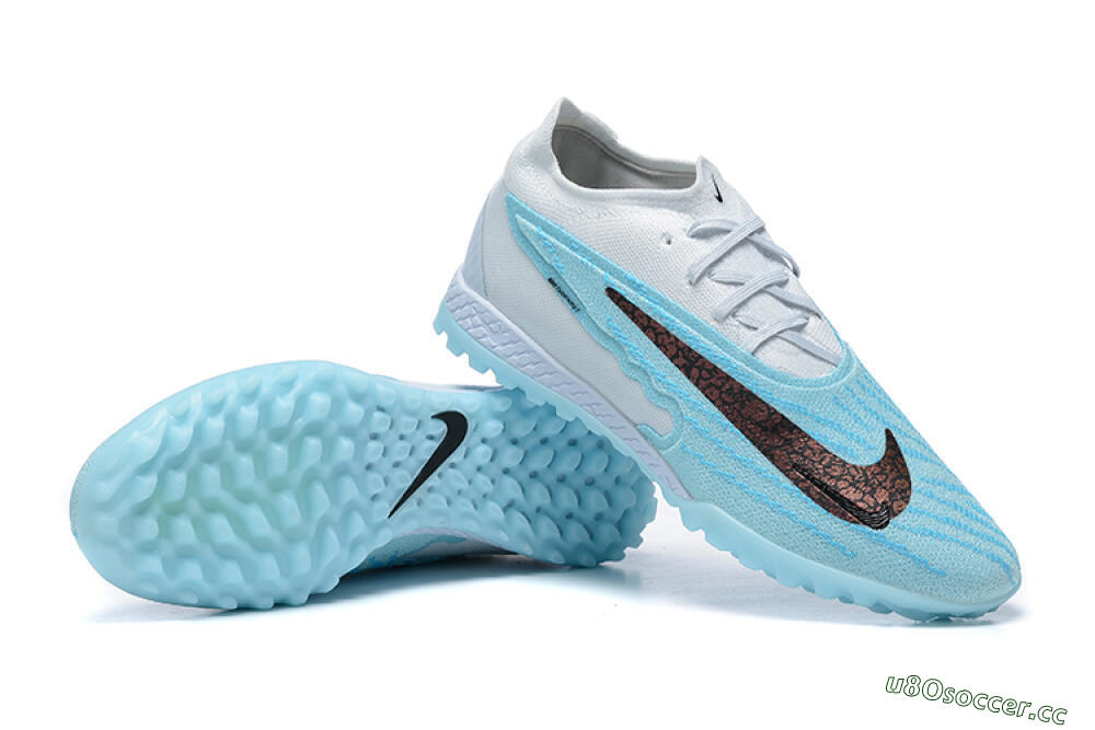 Men's Nike Phantom GX Elite TF Artificial Turf Low-Tops Football Shoes - White/Blue/Black 4