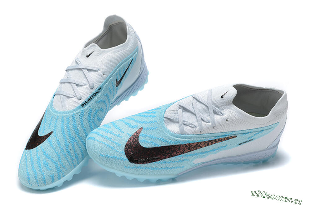 Men's Nike Phantom GX Elite TF Artificial Turf Low-Tops Football Shoes - White/Blue/Black 5