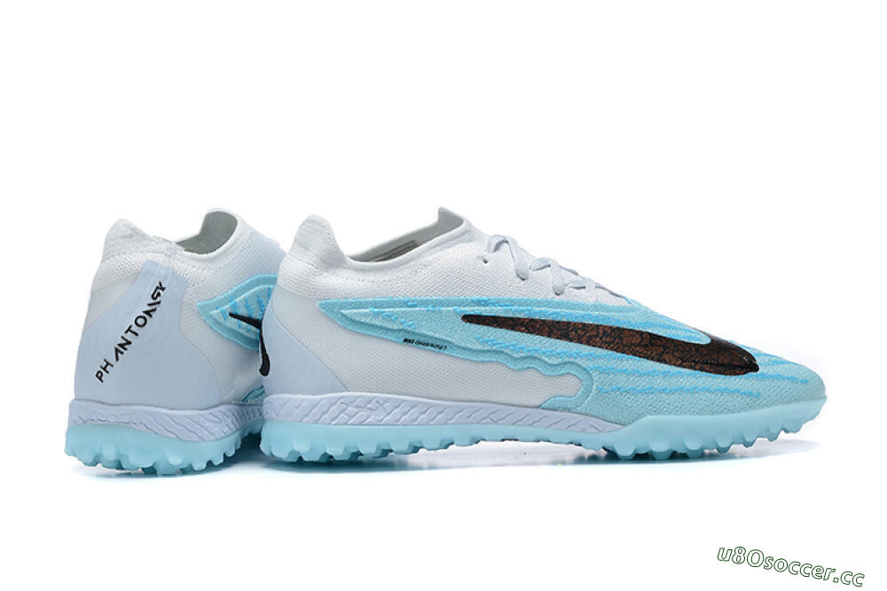 Men's Nike Phantom GX Elite TF Artificial Turf Low-Tops Football Shoes - White/Blue/Black 8