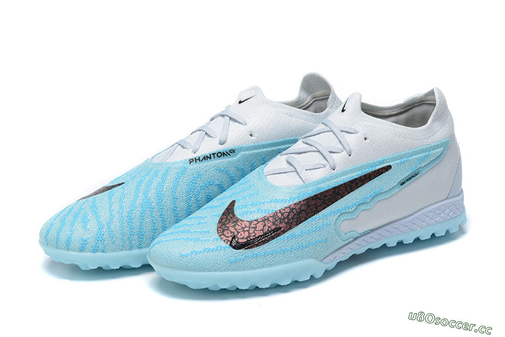 Men's Nike Phantom GX Elite TF Artificial Turf Low-Tops Football Shoes - White/Blue/Black 9