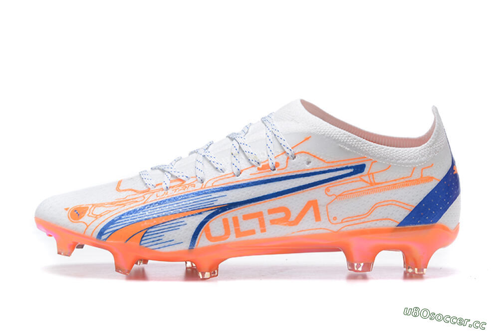 Men's Puma Ultra Ultimate FG Firm Ground Low-Tops Football Boots - Orange/Blue/White 0