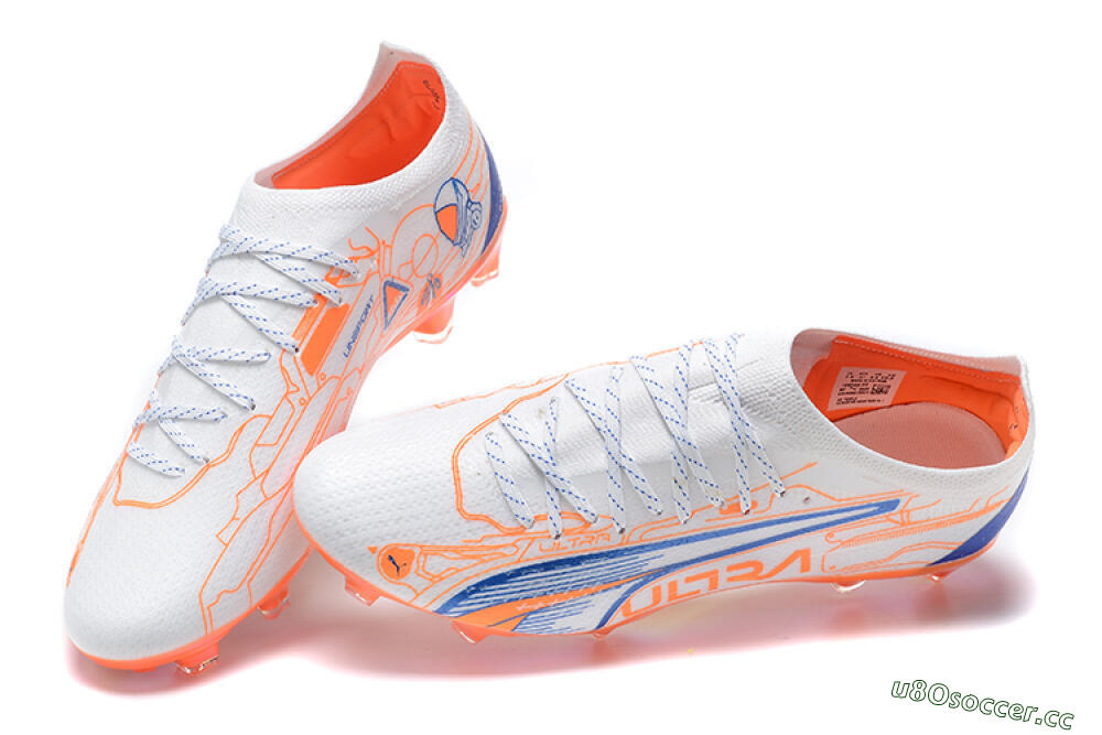 Men's Puma Ultra Ultimate FG Firm Ground Low-Tops Football Boots - Orange/Blue/White 5