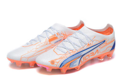 Men's Puma Ultra Ultimate FG Firm Ground Low-Tops Football Boots - Orange/Blue/White