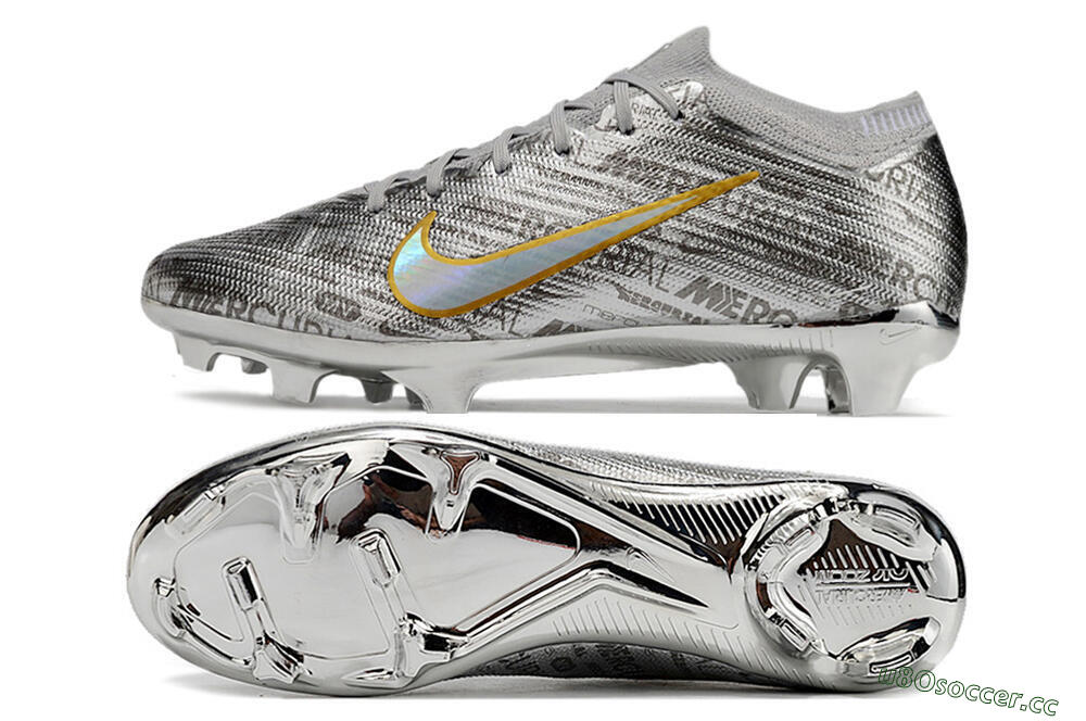 Unisex Nike Air Zoom Mercurial Vapor 15 Elite FG Firm Ground Low-Tops Football Boots - Sliver/Gold/Rainbow 1
