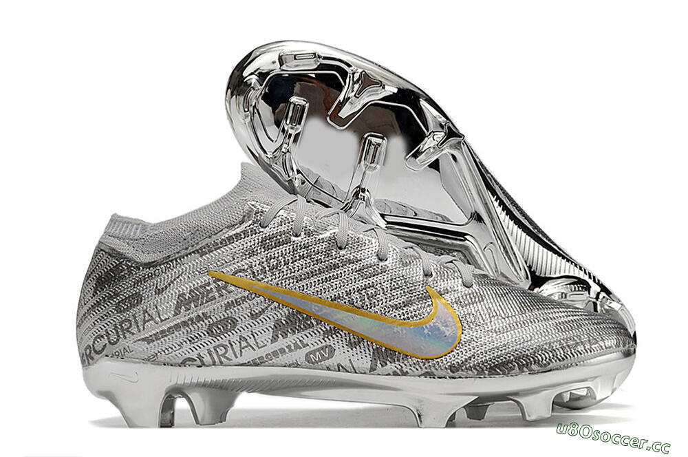 Unisex Nike Air Zoom Mercurial Vapor 15 Elite FG Firm Ground Low-Tops Football Boots - Sliver/Gold/Rainbow 2