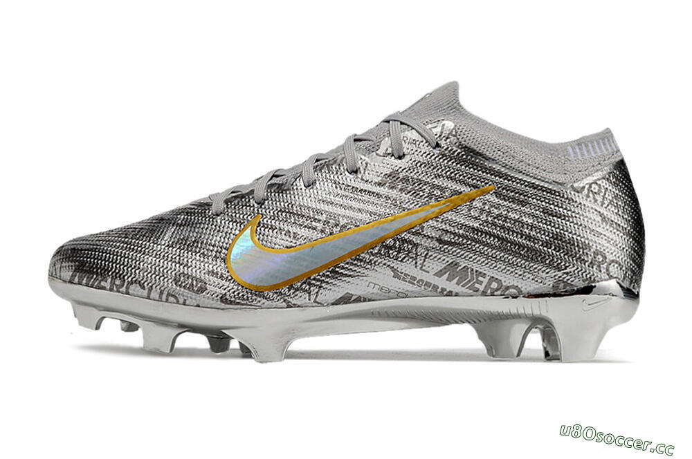 Unisex Nike Air Zoom Mercurial Vapor 15 Elite FG Firm Ground Low-Tops Football Boots - Sliver/Gold/Rainbow 0