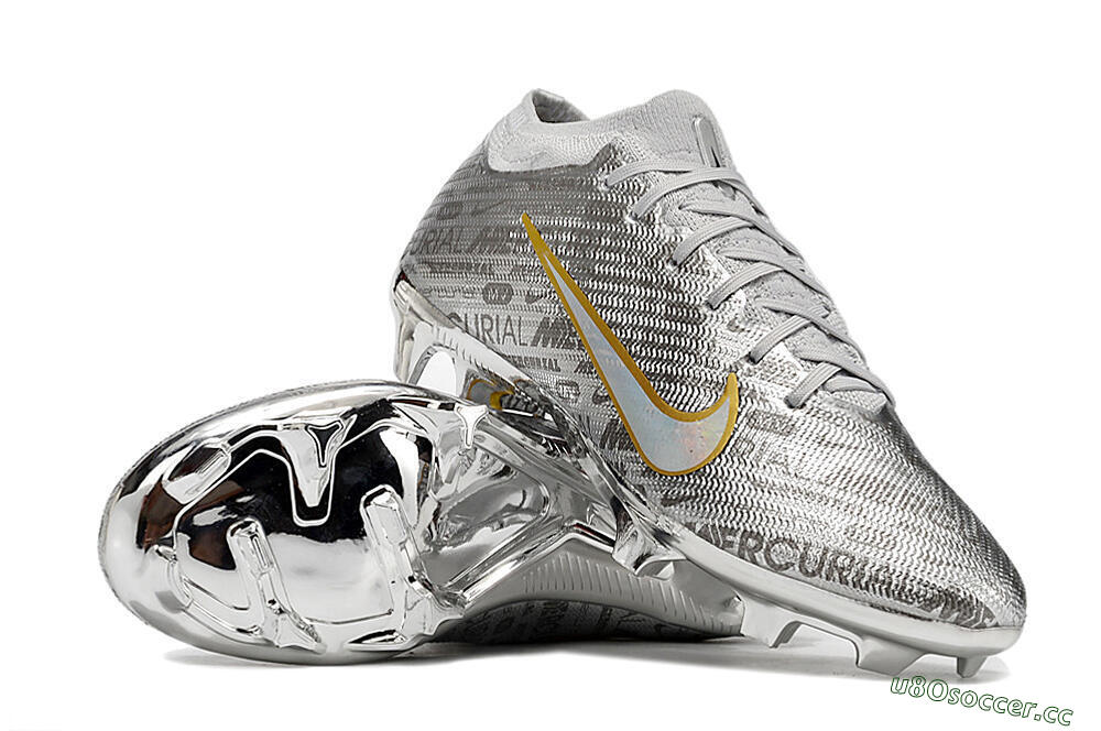 Unisex Nike Air Zoom Mercurial Vapor 15 Elite FG Firm Ground Low-Tops Football Boots - Sliver/Gold/Rainbow 3