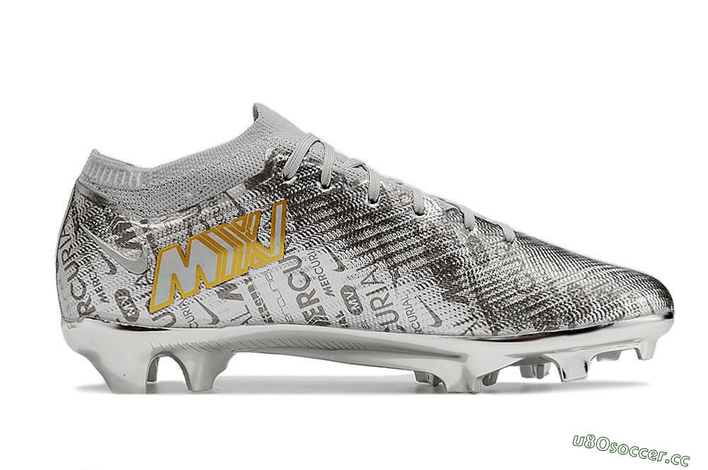 Unisex Nike Air Zoom Mercurial Vapor 15 Elite FG Firm Ground Low-Tops Football Boots - Sliver/Gold/Rainbow 4