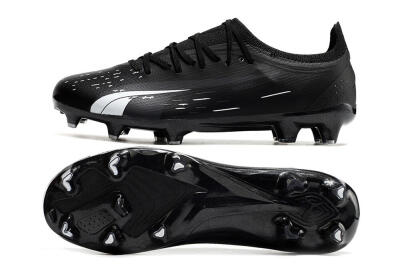 Men's Puma Ultra Ultimate FG Firm Ground Low-Tops Football Boots - Black/Whtie