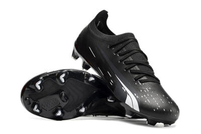 Men's Puma Ultra Ultimate FG Firm Ground Low-Tops Football Boots - Black/Whtie