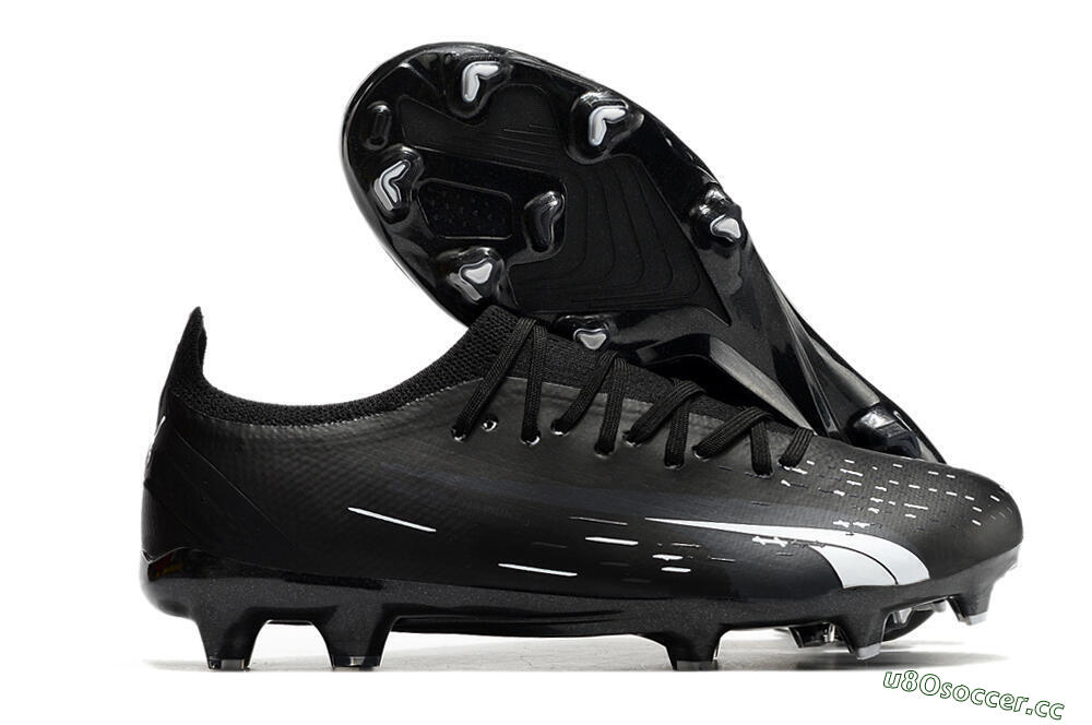 Men's Puma Ultra Ultimate FG Firm Ground Low-Tops Football Boots - Black/Whtie 2