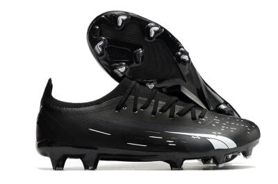 Men's Puma Ultra Ultimate FG Firm Ground Low-Tops Football Boots - Black/Whtie