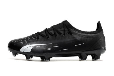 Men's Puma Ultra Ultimate FG Firm Ground Low-Tops Football Boots - Black/Whtie