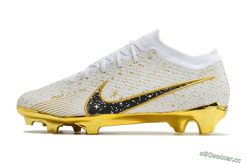 Unisex Nike Air Zoom Mercurial Vapor 15 Elite FG Firm Ground Low-Tops Football Boots - White/Gold/Black 0