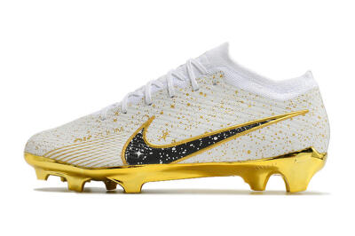 Unisex Nike Air Zoom Mercurial Vapor 15 Elite FG Firm Ground Low-Tops Football Boots - White/Gold/Black