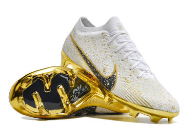 Unisex Nike Air Zoom Mercurial Vapor 15 Elite FG Firm Ground Low-Tops Football Boots - White/Gold/Black