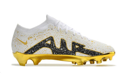 Unisex Nike Air Zoom Mercurial Vapor 15 Elite FG Firm Ground Low-Tops Football Boots - White/Gold/Black