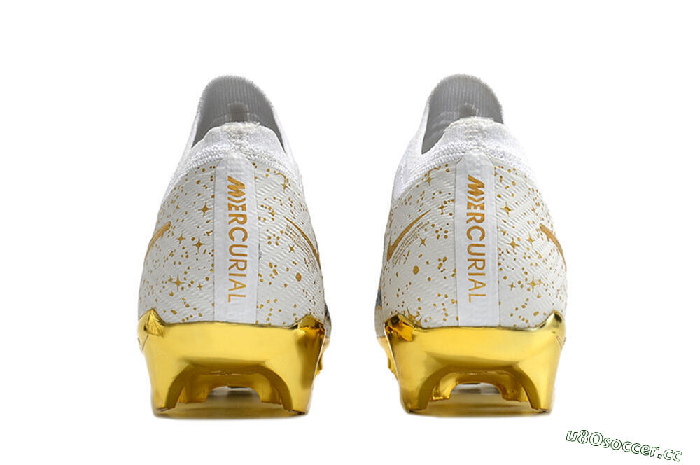 Unisex Nike Air Zoom Mercurial Vapor 15 Elite FG Firm Ground Low-Tops Football Boots - White/Gold/Black 6