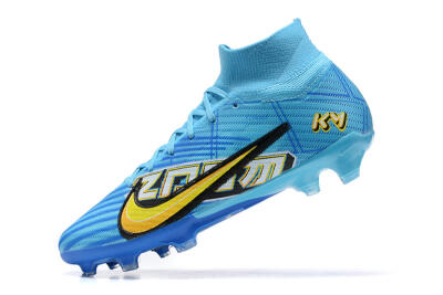 Unisex Kylian Mbappe x Nike Air Zoom Mercurial Superfly 9 Elite FG Firm Ground High-Tops Football Boots - Blue/Yellow/Black
