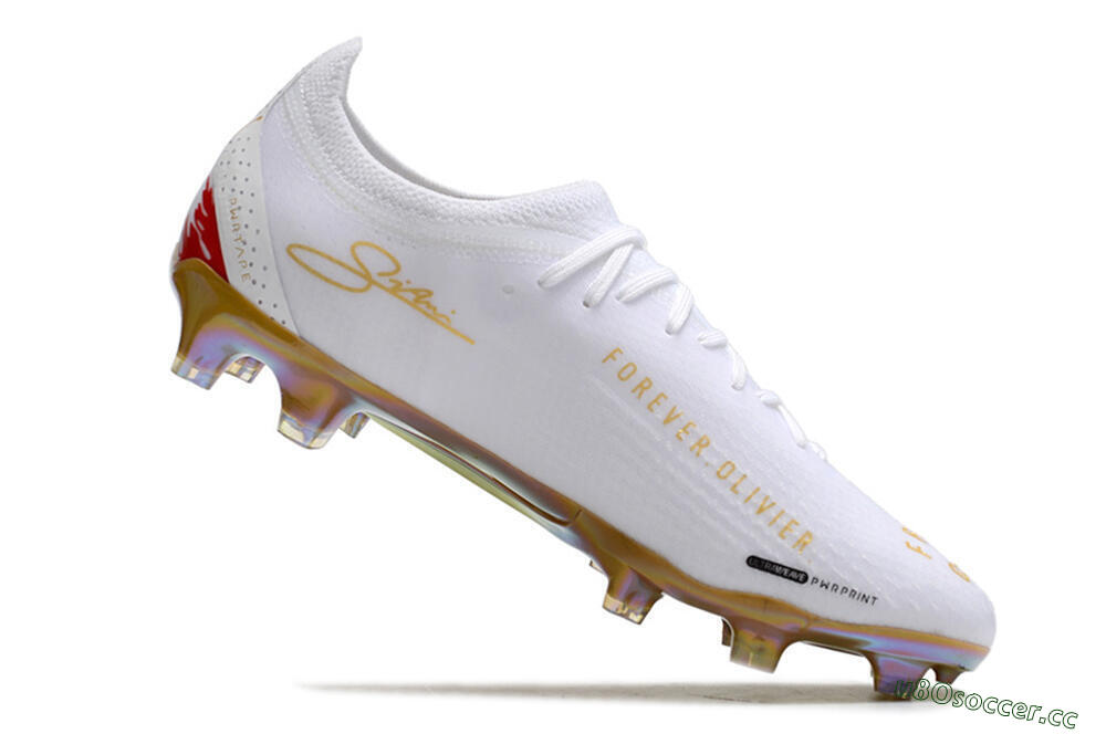 Men's Puma Ultra Ultimate FG Firm Ground Low-Tops Football Boots - White/Blue/Red/Gold 4