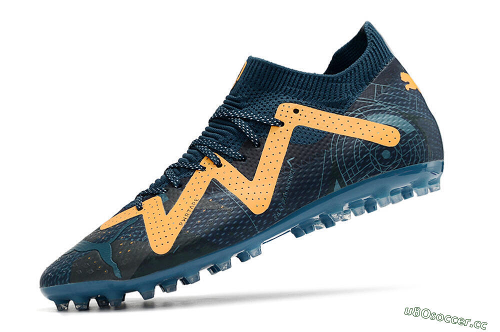 Men's Puma Future Ultimate AG Artificial Grass Low-Tops Football Boots - Blue/Yellow 5