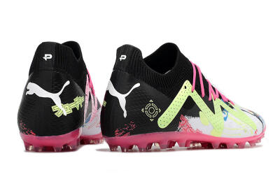 Men's Puma Future Ultimate AG Artificial Grass Low-Tops Football Boots - White/Black/Pink/Yellow
