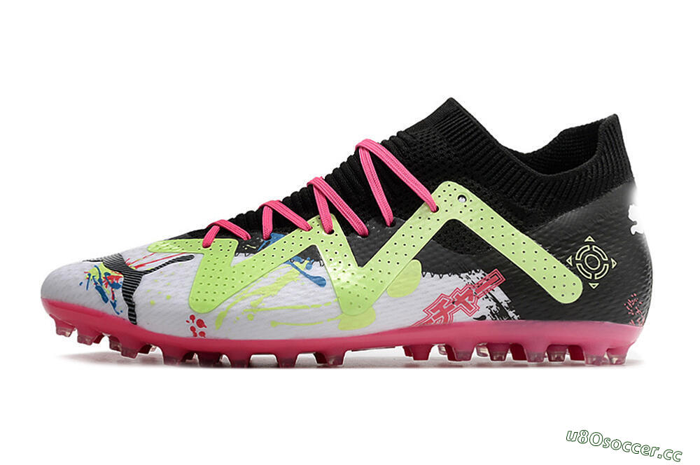 Men's Puma Future Ultimate AG Artificial Grass Low-Tops Football Boots - White/Black/Pink/Yellow 0