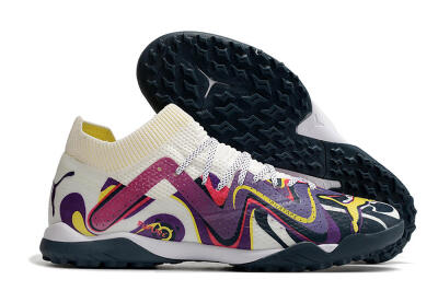 Men's Puma Future X Powercat Tokyo Match TF Artificial Turf Low-Tops Football Shoes - Purple/White/Yellow