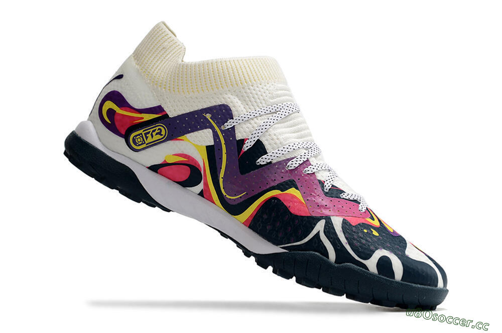 Men's Puma Future X Powercat Tokyo Match TF Artificial Turf Low-Tops Football Shoes - Purple/White/Yellow 4