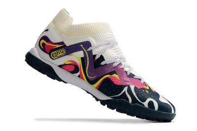Men's Puma Future X Powercat Tokyo Match TF Artificial Turf Low-Tops Football Shoes - Purple/White/Yellow