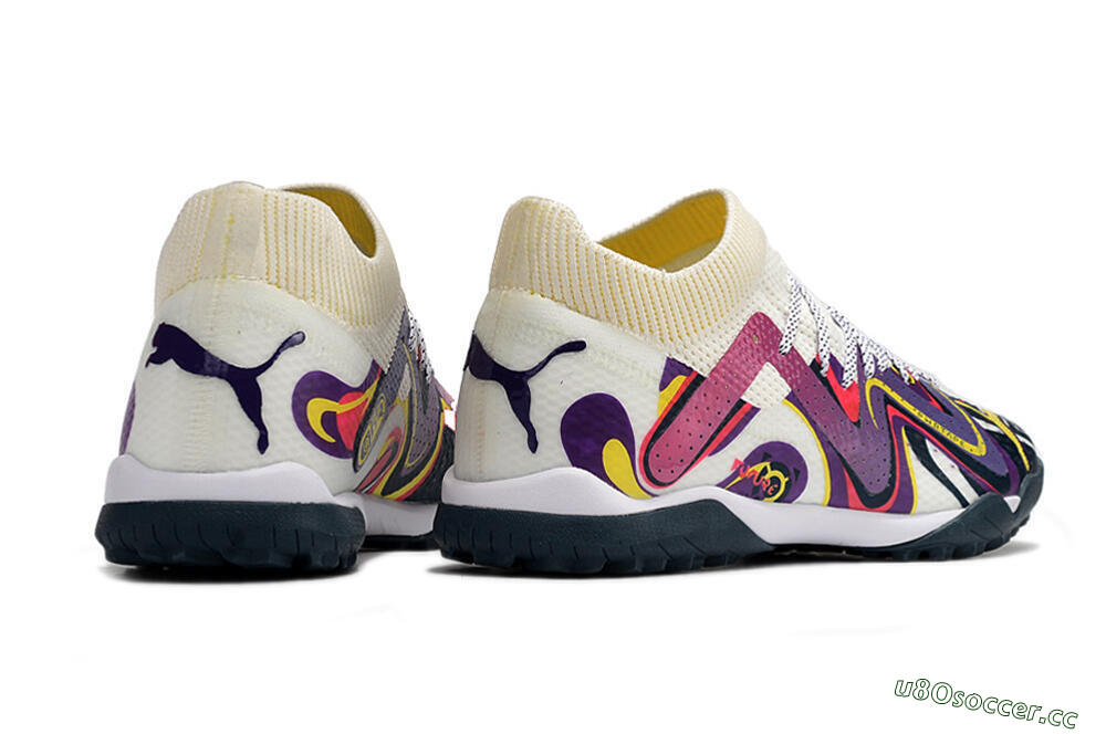 Men's Puma Future X Powercat Tokyo Match TF Artificial Turf Low-Tops Football Shoes - Purple/White/Yellow 6