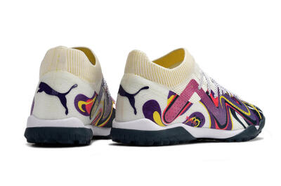 Men's Puma Future X Powercat Tokyo Match TF Artificial Turf Low-Tops Football Shoes - Purple/White/Yellow