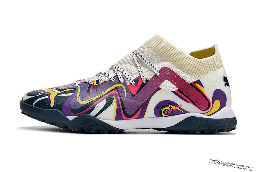 Men's Puma Future X Powercat Tokyo Match TF Artificial Turf Low-Tops Football Shoes - Purple/White/Yellow 0